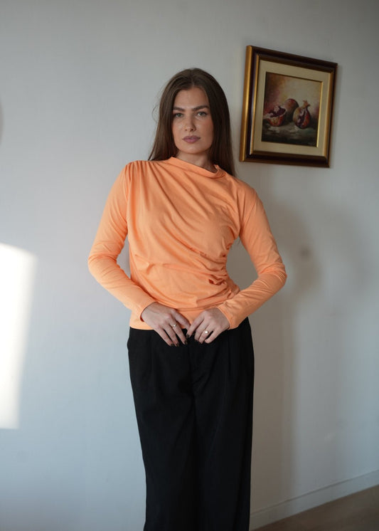 Merisa Long Sleeve Ruched Cotton Top – Available in Multiple Colors - ALLURE
