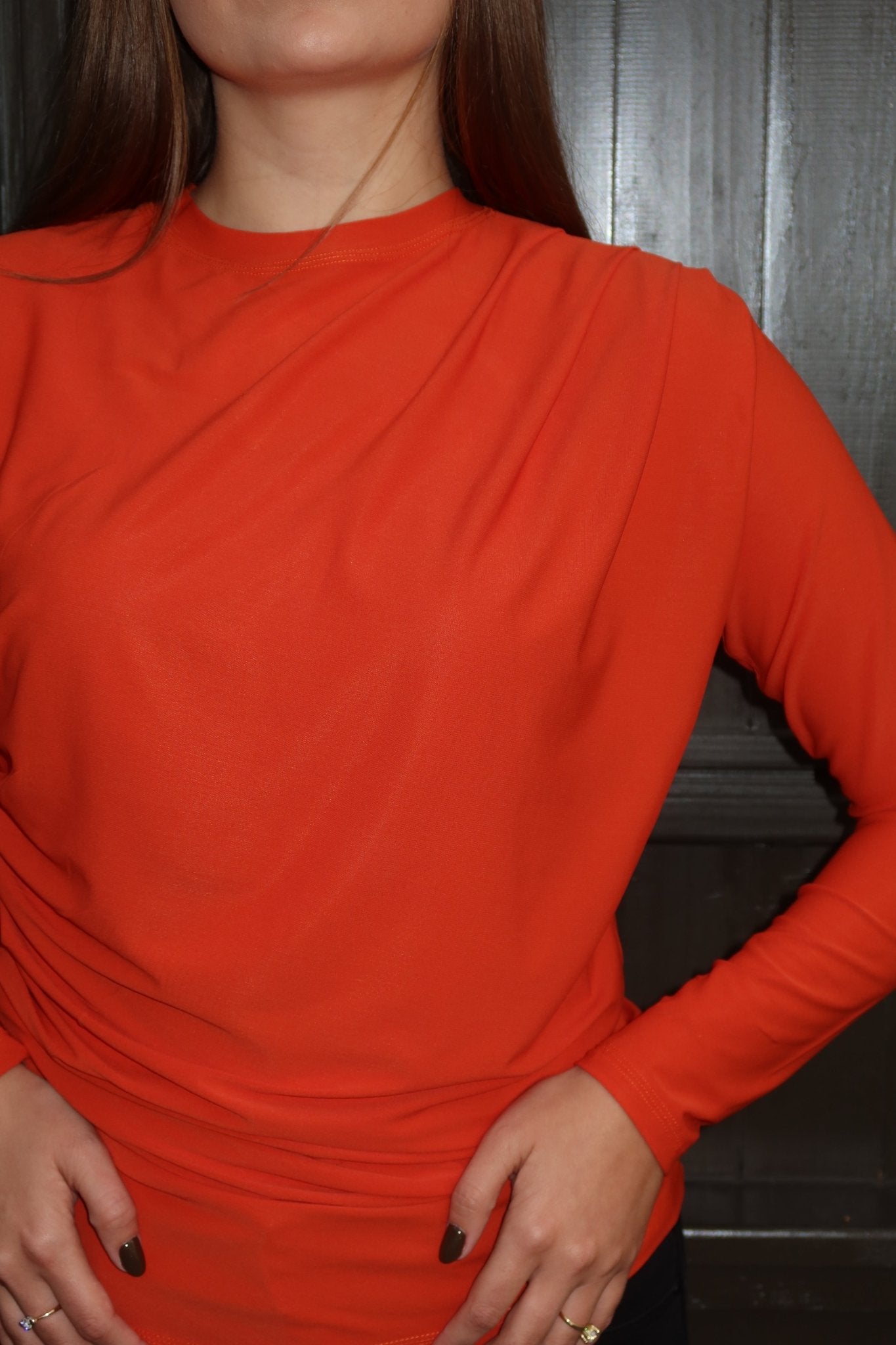 Merisa Long Sleeve Ruched Cotton Top – Available in Multiple Colors - ALLURE