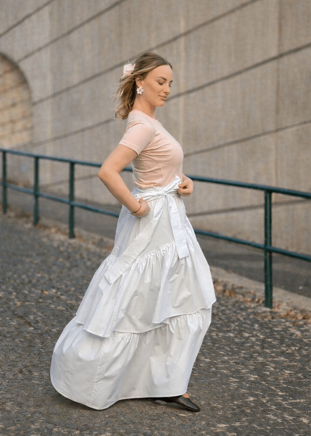 Maxi suknja Alma s volanima i vezanjem - ALLURE