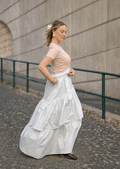Maxi suknja Alma s volanima i vezanjem - ALLURE