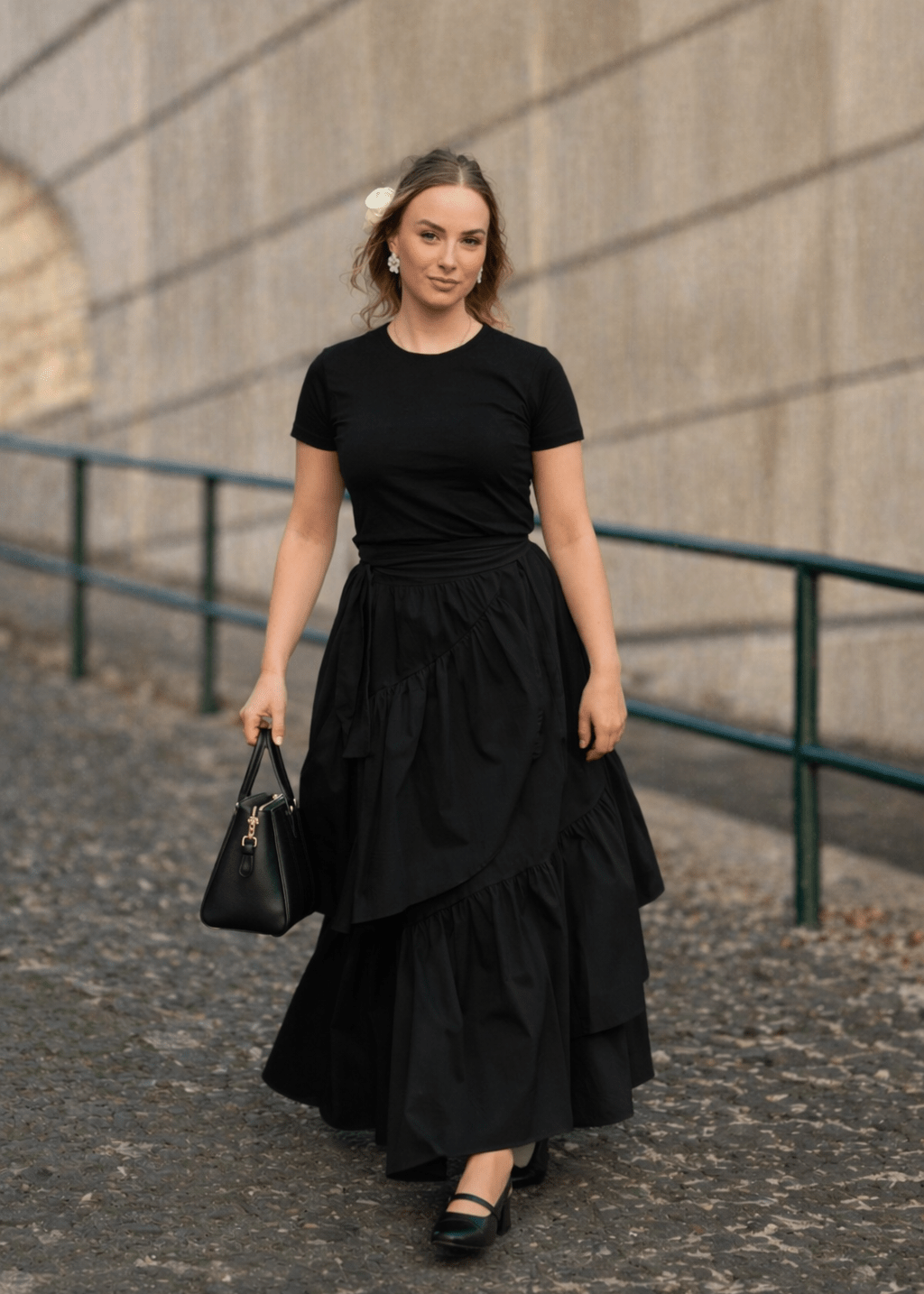 Maxi suknja Alma s volanima i vezanjem - ALLURE