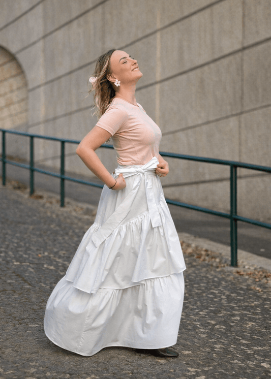 Maxi suknja Alma s volanima i vezanjem - ALLURE