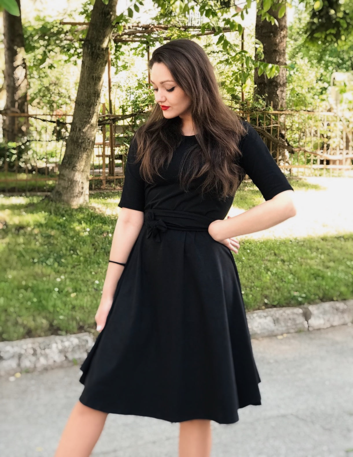 Black dress with clearance puffy skirt