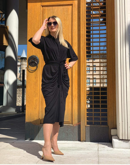 Front - Pleat “Nora” Dress - ALLURE