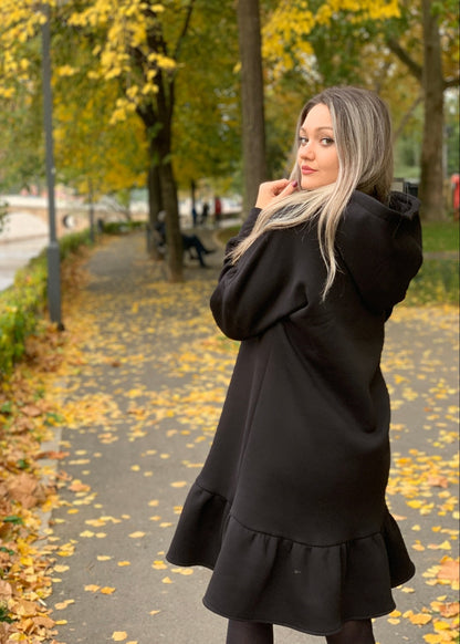 Midi Ruffle Hooded Dress “Demy” - ALLURE