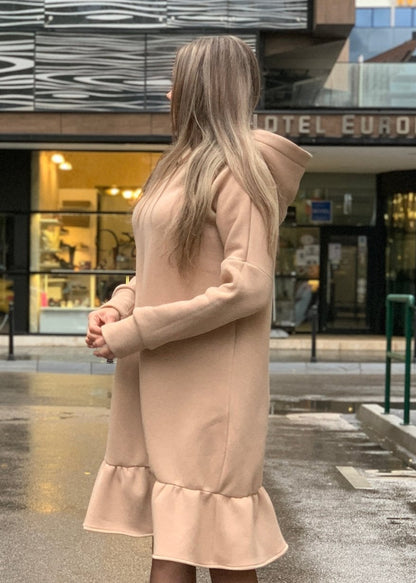 Midi Ruffle Hooded Dress “Demy” - ALLURE
