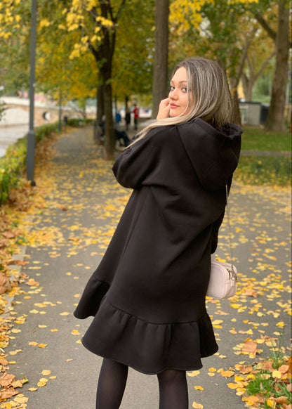 Midi Ruffle Hooded Dress “Demy” - ALLURE