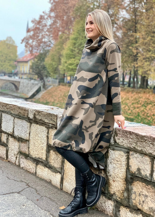 Turtle Neck “Camo” Dress - ALLURE