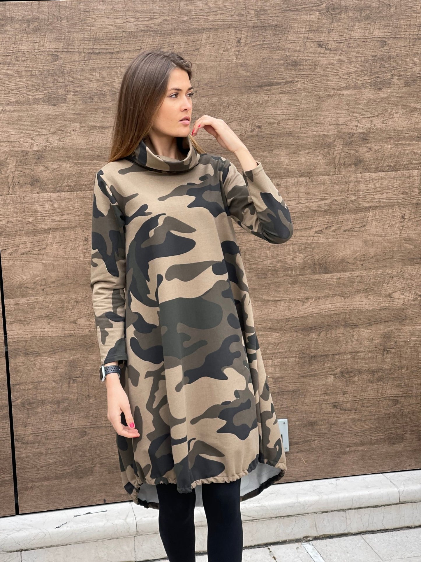 Turtle Neck “Camo” Dress - ALLURE