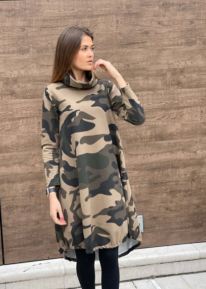 Turtle Neck “Camo” Dress - ALLURE