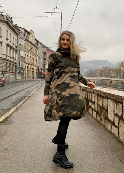 Turtle Neck “Camo” Dress - ALLURE