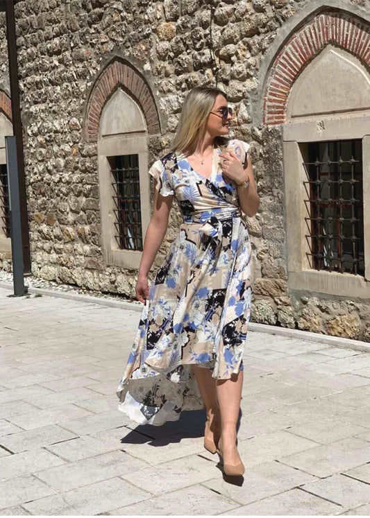 Wrap Midi Dress "Danya" with floral print - ALLURE