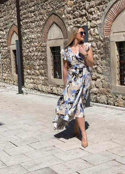 Wrap Midi Dress "Danya" with floral print - ALLURE