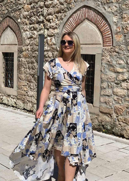 Wrap Midi Dress "Danya" with floral print - ALLURE