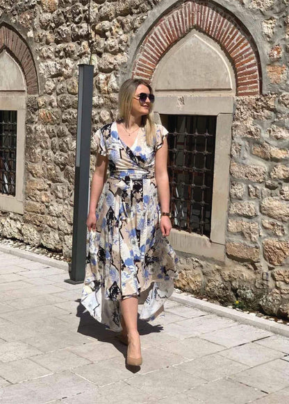 Wrap Midi Dress "Danya" with floral print - ALLURE